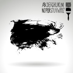 Black brush stroke and texture. Grunge vector abstract hand - painted element. Underline and border design.