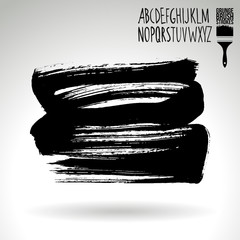 Black brush stroke and texture. Grunge vector abstract hand - painted element. Underline and border design.