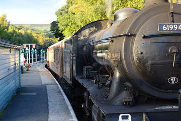 Fototapeta na wymiar Steam Train at the Platform in Goathland, North Yorkshire, England, UK