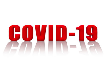 3D red covid-09 logo on white background