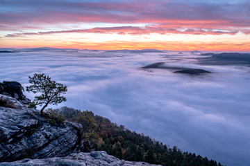 Sunrise Lilienstein,Saxon Switzerland, Saxony, Germany
