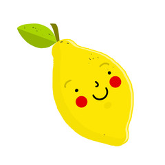 Lemon with a face, isolated vector illustration