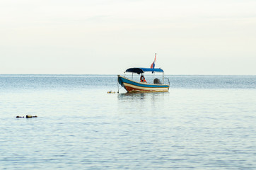speed boat for island hoping activities moored on the Nipah Bay pangkor Island, Malaysia