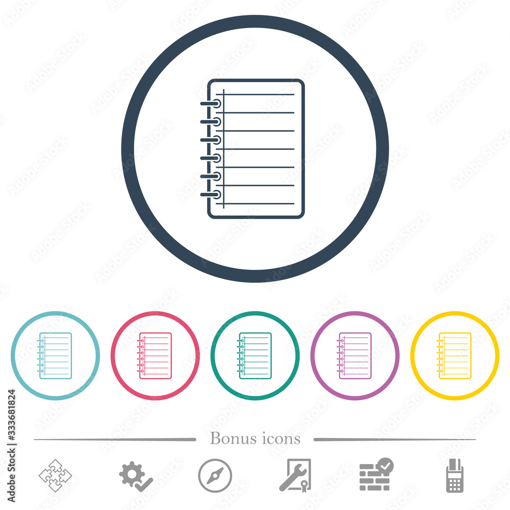 Poster notepad flat color icons in round outlines