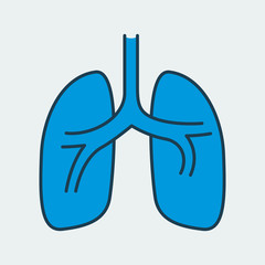 Vector icon of a healthy human lungs, virus free. It represents a concept of medical protection, coronavirus danger, health safety and virus recovery