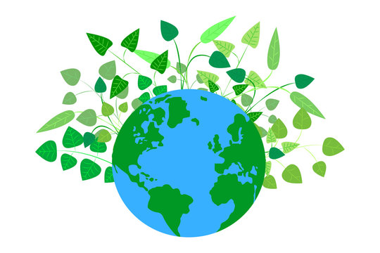 EPS 10 vector. Earth with leaves. Earth day concept. Save the planet.