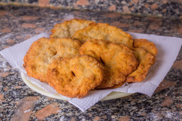 tray of freshly made fried cakes