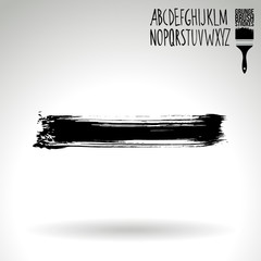 Black brush stroke and texture. Grunge vector abstract hand - painted element. Underline and border design.