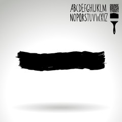 Black brush stroke and texture. Grunge vector abstract hand - painted element. Underline and border design.