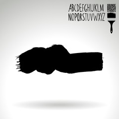 Black brush stroke and texture. Grunge vector abstract hand - painted element. Underline and border design.