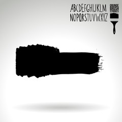 Black brush stroke and texture. Grunge vector abstract hand - painted element. Underline and border design.