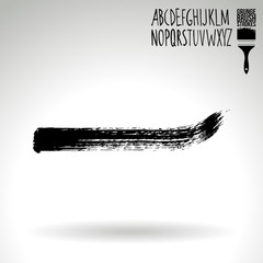 Black brush stroke and texture. Grunge vector abstract hand - painted element. Underline and border design.