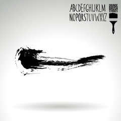 Black brush stroke and texture. Grunge vector abstract hand - painted element. Underline and border design.