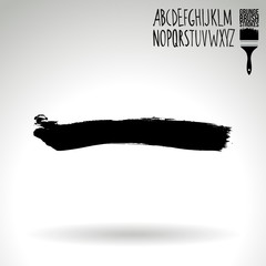 Fototapeta premium Black brush stroke and texture. Grunge vector abstract hand - painted element. Underline and border design.