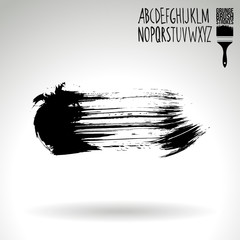 Black brush stroke and texture. Grunge vector abstract hand - painted element. Underline and border design.