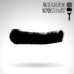 Black brush stroke and texture. Grunge vector abstract hand - painted element. Underline and border design.