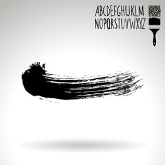 Black brush stroke and texture. Grunge vector abstract hand - painted element. Underline and border design.