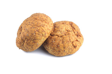 Fresh whole grain bread on white background