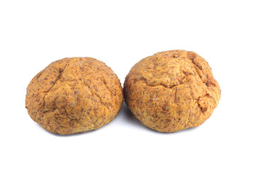 Fresh whole grain bread on white background
