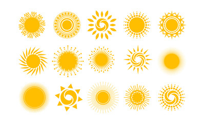 Suns icons. Elements for design. Vector illustration - obrazy, fototapety, plakaty