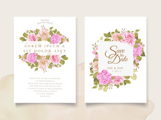 wedding invitation template with floral wreath