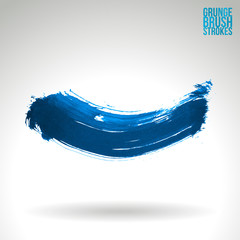 Blue brush stroke and texture. Grunge vector abstract hand - painted element. Underline and border design. © monum