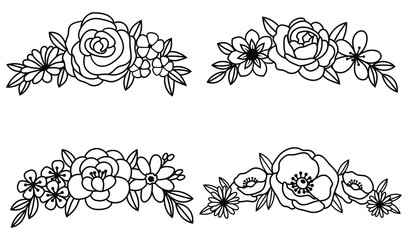 Set of flower headband for a woman. Collection of red stylish wreaths for hairstyles. Windy illustration decoration hairstyle.