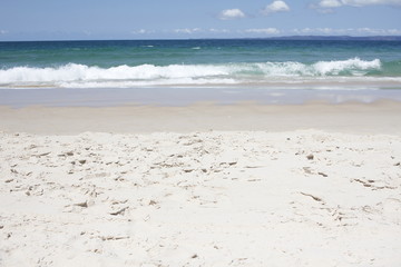 Tropical beach turquoise water in summer day. Bribie island. Australia 
