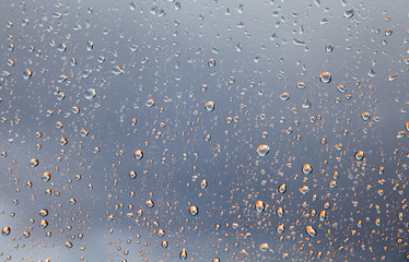 Water drops on window glass.