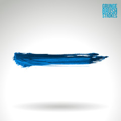 Blue brush stroke and texture. Grunge vector abstract hand - painted element. Underline and border design.