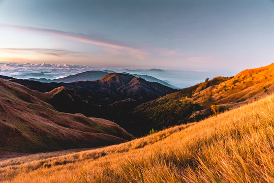Scenic view of the sea of clouds at the summit of  Mount Pulag National Park, Benguet, Philippines