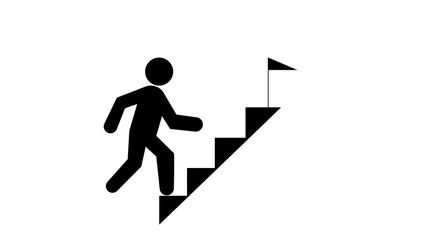 continuous line drawing of business man walk on stair