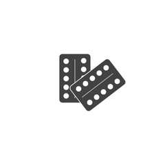 Vector pills on blister on white isolated background.