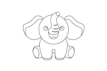 Cute cartoon elephant. Black and white vector illustration for coloring books.