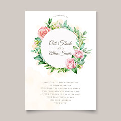 wedding invitation template with floral wreath