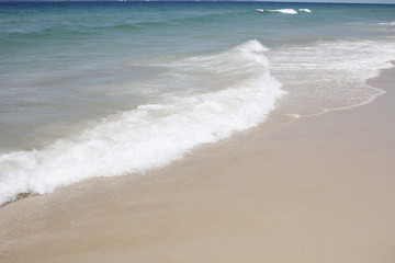 Tropical beach turquoise water in summer day. Bribie island. Australia 