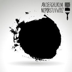 Black brush stroke and texture. Grunge vector abstract hand - painted element. Underline and border design.