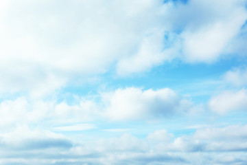 Fototapeta na wymiar Beautiful blue sky with white clouds on sunny day