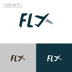 Illustration vector graphic Creative fly logo design with a combination of airplanes