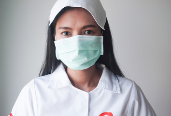 Woman wearing face mask, protection against virus, coronavirus, Covid-19.