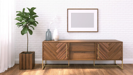 3d render mock up scandinavian room