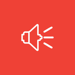 Obraz premium Sound Line Icon On Red Background. Red Flat Style Vector Illustration