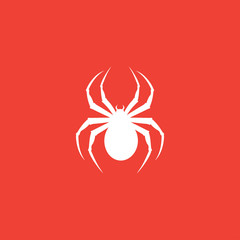 Spider Icon On Red Background. Red Flat Style Vector Illustration