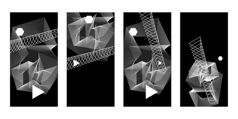 Modern geometric trend muted abstract set eps 10. Gradient shapes composition, vector covers new design