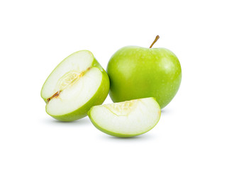 Green apple on white background