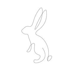 Easter bunny rabbit line drawing. Vector illustration
