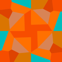 Seamlees pattern with geometric ornament in traditional Moroccan colors: Aqua, terracotta, orange, blue. Stock  illustration.Template design for invitation, card, fabric, textile
