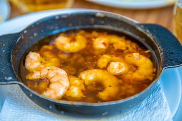 roasted shrimp in oil served as tapas