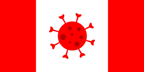 Canada flag with Covid-19 coronavirus icon