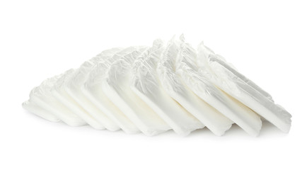 Fototapeta na wymiar Pile of baby diapers isolated on white